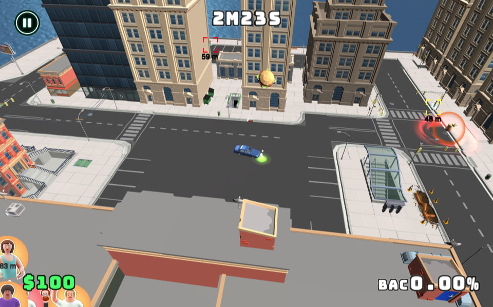 A screenshot of our Deso Driver game