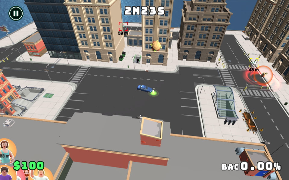 A screenshot of our Deso Driver game
