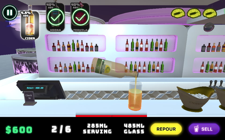 A screenshot of our Perfect Pour game