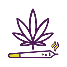Icon of a marijuana leaf and a lit marijuana "joint"