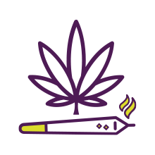 Icon of a marijuana leaf and a lit marijuana "joint"