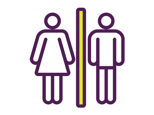 Artwork of the male and female characters for toilets