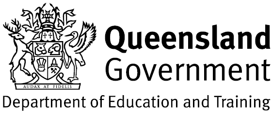The logo for the Department of education and training Queensland.